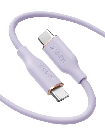 Anker PowerLine III Flow, USB-C auf USB-C Ladekabel 100W 180cm, Typ-C Kabel, Kompatibel mit MacBook Pro 2020, iPad Pro, iPad Air, Galaxy S20, Pixel, Switch, LG (in Mauve) von Anker