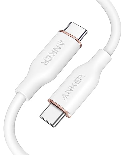 Anker PowerLine III Flow, USB-C auf USB-C Ladekabel 100W 180cm, Typ-C Kabel, Kompatibel mit iPad Mini 6. Gen,MacBook Pro 2020, iPad Pro 2020, iPad Air, Galaxy S20, Pixel, Switch, LG(in Schneeweiß) von Anker