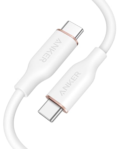 Anker Powerline III Flow, USB-C auf USB-C Ladekabel 100W 90cm, Typ-C Kabel, Kompatibel mit iPad Mini 6. Gen,MacBook Pro 2020, iPad Pro 2020, iPad Air, Galaxy S20, Pixel, Switch, LG(in Schneeweiß) von Anker