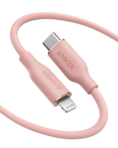 Anker Powerline III Flow, USB C Lightning Kabel, 180cm USB C auf Lightning Kabel kompatibel mit iPhone 14/13/12/11 Serie, AirPods Pro, MFi-Zertifiziert, Silikagel (in Altrosa) von Anker