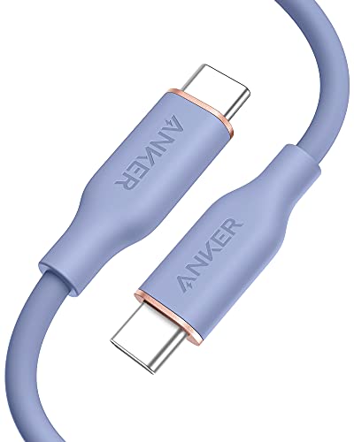 Anker Powerline III Flow, USB-C auf USB-C Ladekabel 100W 90cm, Typ-C Kabel, Kompatibel mit iPad Mini 6. Gen,MacBook Pro 2020, iPad Pro 2020, iPad Air, Galaxy S20, Pixel, Switch, LG(in Lavendel) von Anker