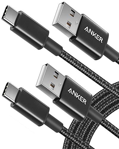 Anker Premium 180 cm langes doppelt-geflochtenes Nylon USB-C auf USB-A Kabel (2er Pack), für Samsung Galaxy S9 / S9+ / S8 / S8+ / Note 8, LG V20 / G5 / G6 und viele mehr(Schwarz) von Anker