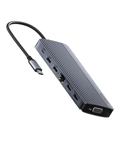 Anker Triple Display USB-C Hub (14-in-1), Dreifaches Display, 4K@60Hz HDMI mit 100W Max Power Delivery, 5 Gbit/s USB-C USB-A Datenports, Für MacBook, Lenovo, Dell XPS, HP Laptops (Ohne Ladegerät) von Anker