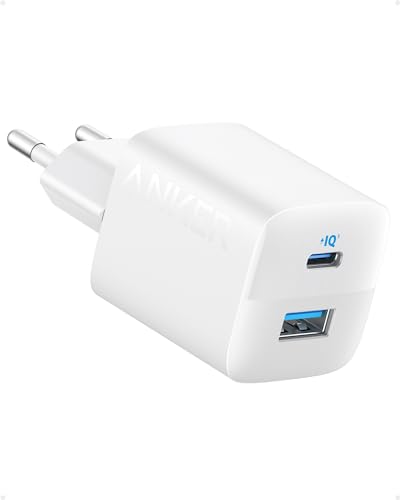 Anker USB C 323 Ladegerät (33 W), Kompaktes, mit 2 Anschlüssen für iPhone 15 / 15 Plus / 15 Pro / 15 Pro Max / 14 / 13, Pixel, Galaxy, iPad / iPad Mini und mehr (ohne Kabel) - Weiß von Anker