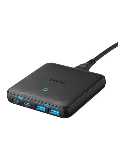 Anker USB-C Ladegerät, 543 (65W II) PIQ 3.0 & GaN 4-Port Netzteil, Dünnes Design, Zwei USB-C Anschlüsse (45W Max), Für MacBook, Laptop, iPad Pro, iPhone 15 von Anker