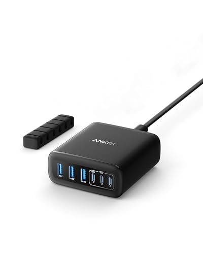 Anker USB-C Ladegerät, 6 Port Ladestation mit 112W Ausgang Leistung, Für iPhone 16/16 Plus/16 Pro/16 Pro Max/15/14/13/12 Series, MacBook Air, Pixel, Galaxy, iPad, und mehr (Ohne Ladekabel) von Anker