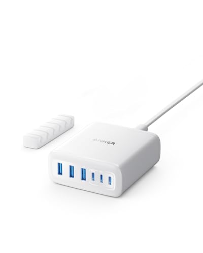 Anker USB-C Ladegerät, 6 Port Ladestation mit 112W Ausgang Leistung, Für iPhone 16/16 Plus/16 Pro/16 Pro Max/15/14/13/12 Series, MacBook Air, Pixel, Galaxy, iPad, und mehr (Ohne Ladekabel) von Anker