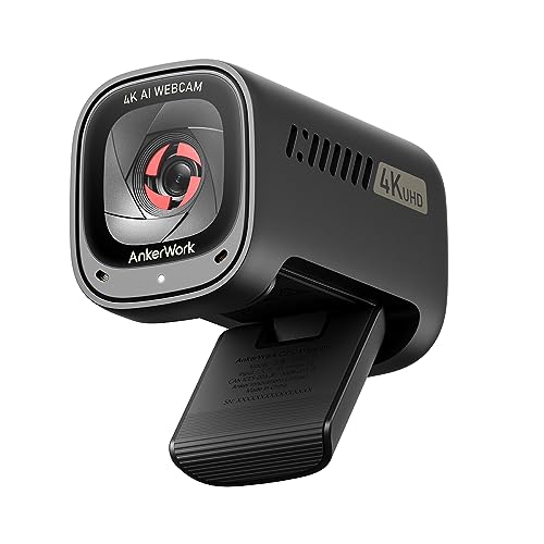 AnkerWork C310 Webcam, 4K Webcam, 12MP, 1080p@60FPS HDR, KI-Autofokus, KI-Framing, Mikros mit KI-Geräuschunterdrückung, Datenschutzabdeckung & einstellbares FOV (Generalüberholt) von Anker