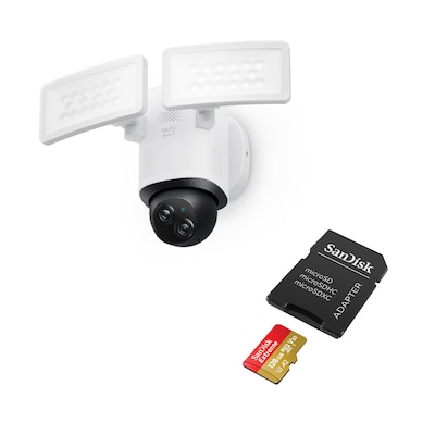 eufy E340 Überwachungskamera 3K Floodlight Dual-Cam Outdoor + 128 GB SD-Karte von Anker