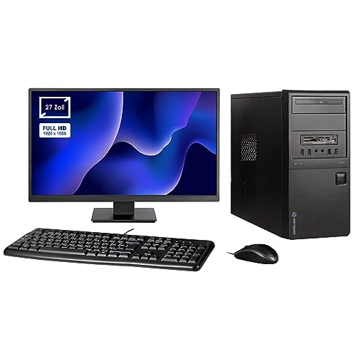 Ankermann Desktop-PC Komplettset | 27 Zoll HD-Monitor, Tastatur, Maus | Intel Core i5-6400 | Intel HD Grafik | 16GB RAM | 1000 GB SSD | Kartenleser & DVD-Brenner | Windows 11 | WLAN | LibreOffice von Ankermann-PC