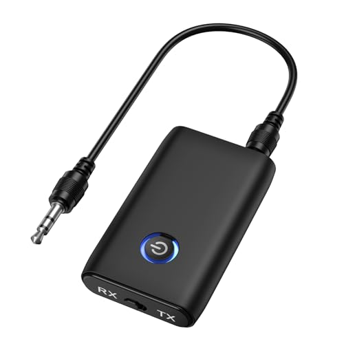 Ankilo Bluetooth Adapter Audio, 2 in 1 Bluetooth Sender Empfänger, 5.3 Bluetooth Transmitter Receiver Klinke 3,5mm AUX für Kopfhörer, Lautsprecher, Auto, TV,Typ-C Aufladung von Ankilo