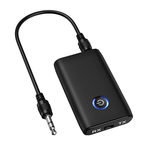 Ankilo Bluetooth 5.3 Transmitter Receiver, 3.5mm Wireless Aux Bluetooth Adapter, Lange Akkulaufzeit, Niedrige Latenz für Kopfhörer Lautsprecher Stereoanlagen TV PC von Ankilo