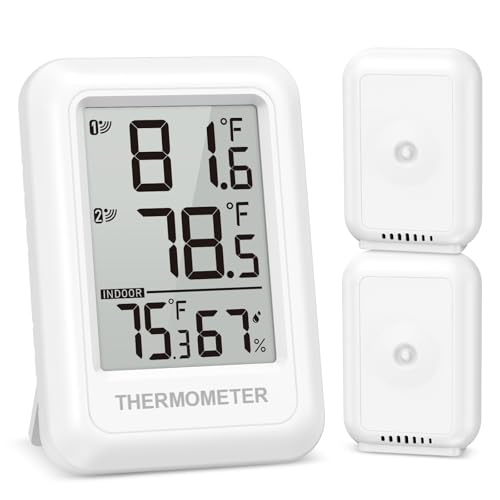 Ankilo Funk Thermo-Hygrometer,Wetterstation mit 2 Funk-Außensensor,Thermometer innen außen,℃/℉ Schalter, Thermometer für Zuhause, Büro,Reichweite bis zu 100m Ankilo Funk Thermo-Hygrometer,Wetterstation mit 2 Funk-Außensensor,Thermometer innen außen,℃/℉ Schalter, Thermometer für Zuhause, Büro,Reichweite bis zu 100m von Ankilo