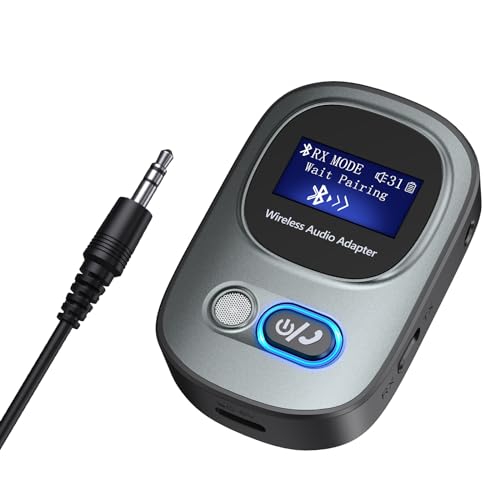 Ankilo Neueste 3 in 1 Bluetooth Adapter Audio,Bluetooth Sender Empfänger mit LED-Anzeige, Freisprechfunktion,5.3 Bluetooth Transmitter Receiver Klinke 3,5 AUX für Kopfhörer,Lautsprecher,Stereoanlage von Ankilo
