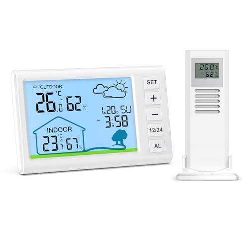 Ankilo Wetterstationen, Farbdisplay für Innen- und Außentemperaturdaten, Außenfühler mit Temperatur- und Feuchtigkeitsanzeige, USB-Stromversorgung, mit Wettervorhersage, Alarmfunktion Ankilo Wetterstationen, Farbdisplay für Innen- und Außentemperaturdaten, Außenfühler mit Temperatur- und Feuchtigkeitsanzeige, USB-Stromversorgung, mit Wettervorhersage, Alarmfunktion von Ankilo