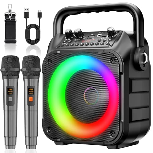 Ankuka Karaoke Maschine Karaoke Anlage mit 2 Mikrofonen für Erwachsene & Kinder Bluetooth Lautsprecher Tragbarer mit PA Anlage, unterstützt TV/TWS/FM/AUX/USB/TF/Rec für Party, Geburtstag(Schwarz) Ankuka Karaoke Maschine Karaoke Anlage mit 2 Mikrofonen für Erwachsene & Kinder Bluetooth Lautsprecher Tragbarer mit PA Anlage, unterstützt TV/TWS/FM/AUX/USB/TF/Rec für Party, Geburtstag(Schwarz) von Ankuka