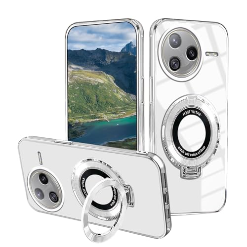 Anlalish Handyhülle Kompatibel mit Xiaomi Poco F7 Pro Hülle Silikon Transparente mit Ring Halter, Clear Schutzhülle für Poco F7 Pro Case Militär Fallschutz Stoßfest Kratzfest Original Cover (Silber) von Anlalish