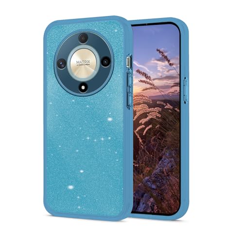 Anlalish Handyhülle für Honor Magic 6 Lite Hülle Glitzer Farbverlauf, Schutzhülle Honor Magic 6 Lite Cover Silikon Transparent Soft TPU Stoßfest Luxury 2 in 1 Case (Blau) von Anlalish