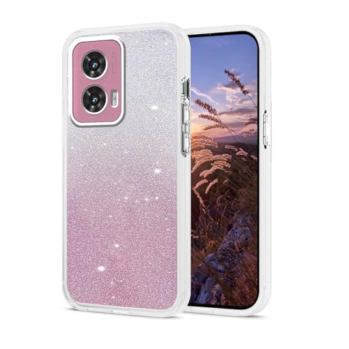 Anlalish Handyhülle für Motorola Edge 50 Fusion Hülle Glitzer Farbverlauf, Schutzhülle Motorola Edge 50 Fusion Cover Silikon Transparent Soft TPU Stoßfest Luxury 2 in 1 Case (Weiß) von Anlalish