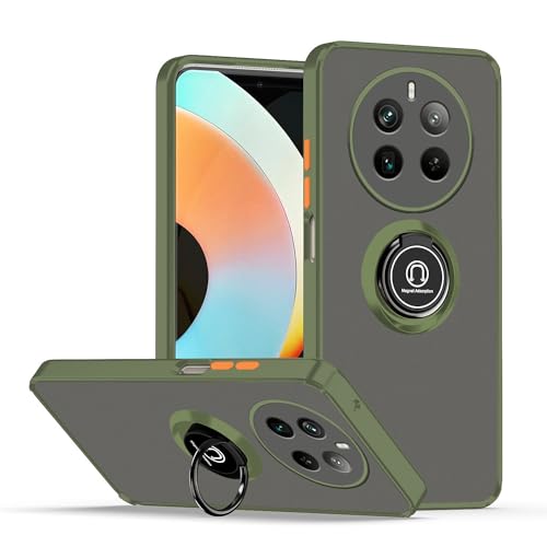 Anlalish Handyhülle für Realme 12 Pro Plus Hülle Silikon mit Ring Halter Magnet Grün, Schutzhülle Realme 12 Pro+ Soft TPU und Hart PC Kratzfeste Schützend Case Dünn (Grün) von Anlalish