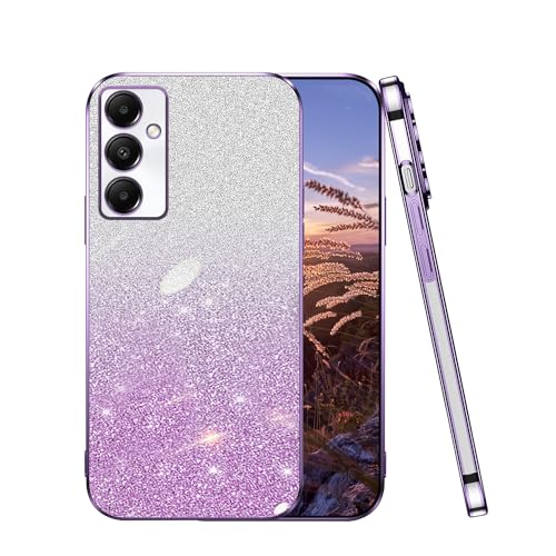Anlalish Handyhülle für Samsung Galaxy A25 5g Hülle Glitzer Bling Sparkle, Schutzhülle Samsung A25 Case Silikon Transparent Weich TPU Stoßfest Luxury 2 in 1 Cover (Lila) von Anlalish