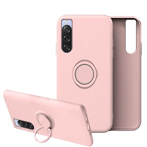 Anlalish Handyhülle für Sony Xperia 10 V Hülle mit Ring Halter, Slim Cover Soft TPU Schutzhülle Sony Xperia 10 V Silikon Liquid Mikrofaser Stoßfest Original Case (Rosa) von Anlalish