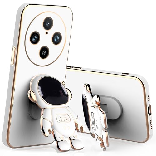 Anlalish Handyhülle für Vivo X100 Pro Hülle Silikon mit Astronaut Handyhalterung, Schutzhülle Vivo X100 Pro Case Plattierung Bumper Soft TPU Stoßfes Slim Cover (Weiß) von Anlalish