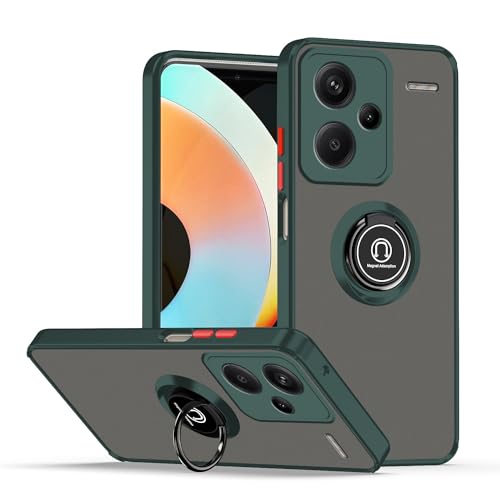 Anlalish Handyhülle für Xiaomi Redmi Note 13 Pro Plus Hülle Silikon mit Ring Halter Magnet Grün, Schutzhülle Redmi Note 13 Pro Plus Soft TPU und Hart PC Kratzfeste Schützend Case Dünn (Dunkelgrün) von Anlalish