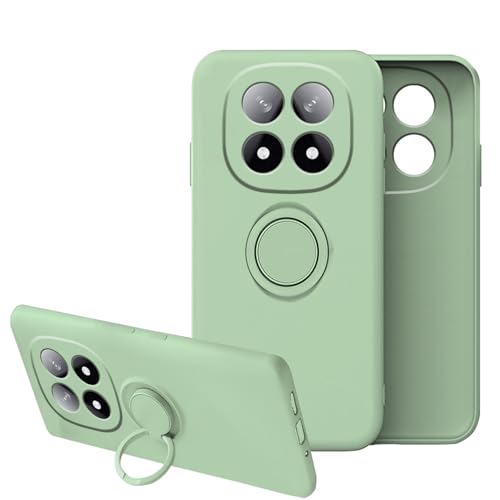 Anlalish Handyhülle für Xiaomi Redmi Note 14 Pro 4G Hülle mit Ring Halter, Slim Cover Soft TPU Schutzhülle für Redmi Note 14 Pro 4G Silikon Liquid Mikrofaser Stoßfest Original Case (Grün) von Anlalish