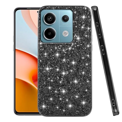Anlalish für Xiaomi Redmi Note 13 Pro Hülle Pailletten, Handyhülle Redmi Note 13 Pro 5g Glitzer Bling Sparkle Case, Slim Soft Silikon Schutzhülle Glitzerhülle Stoßfest Luxury Original Cover (Schwarz) von Anlalish