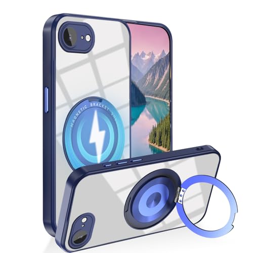 Anlalish für iPhone 16e Hülle mit 360° Rotating Ständer, Handyhülle für iPhone 16e Magnetische Autohalterung Case Zubehör Militär Fallschutz Schutzhülle Stoßfest Kratzfest Original Cover Dünn (Blau) von Anlalish