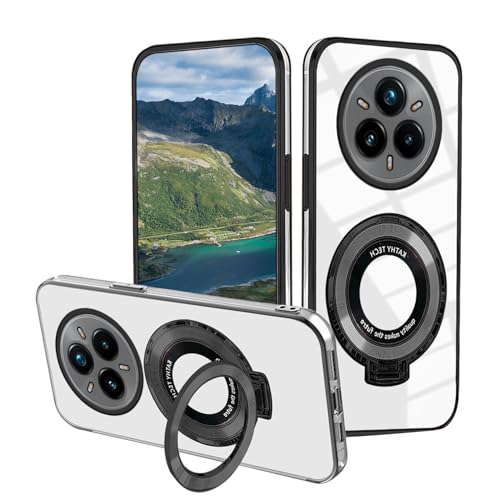 Handyhülle Kompatibel mit Realme 14 Pro Plus Hülle Silikon Transparente mit Ring Halter, Clear Schutzhülle für Realme 14 Pro+ Case Militär Fallschutz Stoßfest Kratzfest Original Cover (Schwarz) von Anlalish