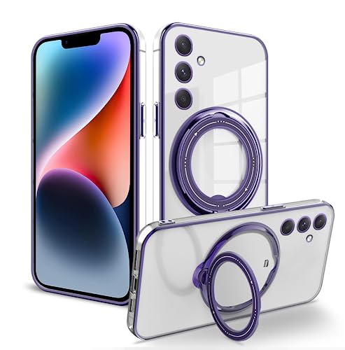 Handyhülle Kompatibel mit Samsung Galaxy S24 Plus Hülle Silikon Transparente mit Ring, Schutzhülle Samsung S24 Plus Case Unterstützung für Wireless-Aufladen Stoßfest Kratzfest Slim Cover (Lila) von Anlalish