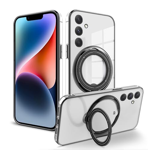 Handyhülle Kompatibel mit Samsung Galaxy S24 Plus Hülle Silikon Transparente mit Ring, Schutzhülle Samsung S24 Plus Case Unterstützung für Wireless-Aufladen Stoßfest Kratzfest Slim Cover (Schwarz) von Anlalish