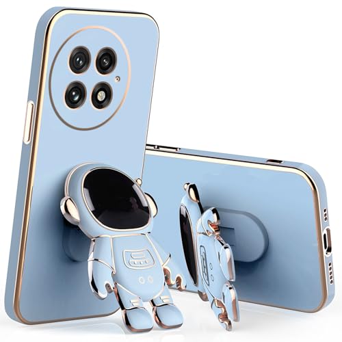 Handyhülle für OnePlus 13 Hülle Silikon mit Astronaut Handyhalterung, Kompatibel mit Schutzhülle OnePlus 13 Case Plattierung Bumper Soft TPU Stoßfest Slim Cover (Blau) von Anlalish