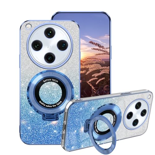 Handyhülle für Oppo Find X8 Ultra Hülle Glitzer Bling Sparkle, Schutzhülle für Oppo Find X8 Ultra Case Silikon mit Ring Halter Transparent Weich TPU Stoßfest Luxury 2 in 1 Cover (Blau) von Anlalish
