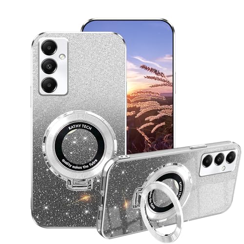 Handyhülle für Samsung Galaxy A54 Hülle Glitzer Bling Sparkle, Schutzhülle Samsung A54 5g Case Silikon mit Ring Halter Transparent Weich TPU Stoßfest Luxury 2 in 1 Cover (Silber) von Anlalish