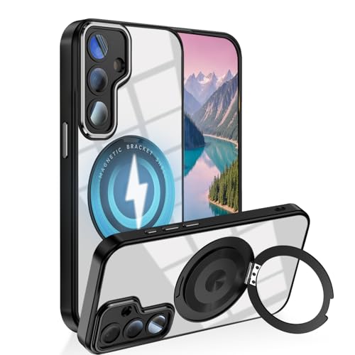 für Samsung Galaxy A16 5G Hülle mit 360° Rotating Ständer, Handyhülle Samsung A16 5G Magnetische Autohalterung Case Zubehör Militär Fallschutz Schutzhülle Kratzfest Original Cover Dünn (Schwarz) von Anlalish