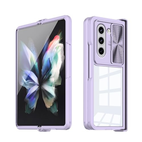 für Samsung Galaxy Z Fold 5 Hülle mit Kameraschutz Schiebe, Handyhülle Samsung Z Fold 5 Silikon Transparent, Schutzhülle Samsung Galaxy Z Fold 5 Case Clear Weich TPU Bumper Kratzfest Cover (Lila) von Anlalish