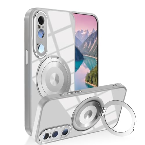 für Sony Xperia 1 VI Hülle mit 360° Rotating Ständer, Handyhülle Sony Xperia 1 VI Magnetische Autohalterung Case Zubehör Militär Fallschutz Schutzhülle Stoßfest Kratzfest Original Cover Dünn (Grau) von Anlalish