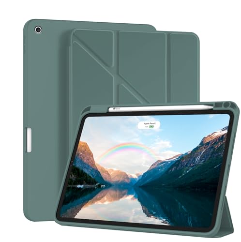 für iPad 10.2 Zoll Hülle Automatischer Schlaf-/Wachmodus, Schutzhülle iPad 10.2 9/8/7 Generation mit Stifthalter und Dreifach Klappständer Funktion Soft TPU Case Stoßfeste Slim Cover (Grün) von Anlalish