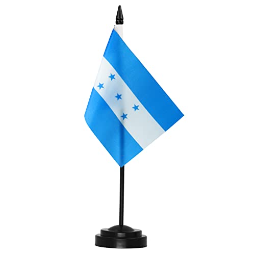Anley Honduras Deluxe Tischflaggen-Set – 15,2 x 10,2 cm Miniatur Honduras HN HND Desktop-Flagge mit 30,5 cm massiver Stange – lebendige Farbe und lichtbeständig – schwarze Basis und Speerspitze Anley Honduras Deluxe Tischflaggen-Set – 15,2 x 10,2 cm Miniatur Honduras HN HND Desktop-Flagge mit 30,5 cm massiver Stange – lebendige Farbe und lichtbeständig – schwarze Basis und Speerspitze von Anley