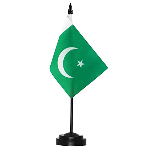Anley Pakistan Deluxe Tischflaggen-Set – 15,2 x 10,2 cm Miniatur-pakistanische PK PAK-Tischflagge mit 30,5 cm fester Stange – lebendige Farbe und lichtbeständig – schwarze Basis und Speerspitze Anley Pakistan Deluxe Tischflaggen-Set – 15,2 x 10,2 cm Miniatur-pakistanische PK PAK-Tischflagge mit 30,5 cm fester Stange – lebendige Farbe und lichtbeständig – schwarze Basis und Speerspitze von Anley