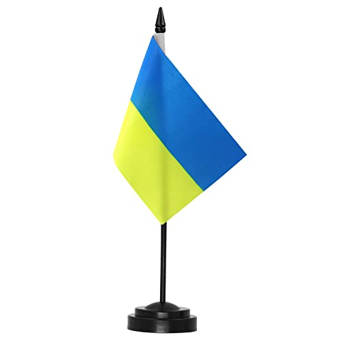 Anley Ukraine Deluxe Tischflaggen-Set – 15,2 x 10,2 cm Miniatur ukrainische UKR UA Desktop-Flagge mit 30,5 cm massiver Stange – lebendige Farbe und lichtbeständig – schwarze Basis und Speerspitze Anley Ukraine Deluxe Tischflaggen-Set – 15,2 x 10,2 cm Miniatur ukrainische UKR UA Desktop-Flagge mit 30,5 cm massiver Stange – lebendige Farbe und lichtbeständig – schwarze Basis und Speerspitze von Anley