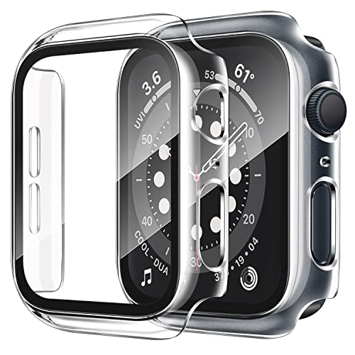 Anlinser 2 Stück Hard Schutzhülle Kompatibel für Apple Watch Hülle Series 3 Series 2 Series 1 38mm mit Panzerglas Displayschutz Schutzfolie, Schutzhülle für iWatch (Transparent + Transparent) von Anlinser