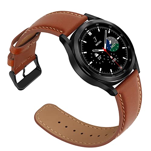 Anlinser 20mm Armband Kompatibel mit Samsung Galaxy Watch 6/Watch 6 Classic Armband, Ersatzarmband aus Echtem Leder für Galaxy Watch 5/5 Pro/Watch 4/Watch 4 Classic, Huawei GT 2 42mm, (Braun) von Anlinser
