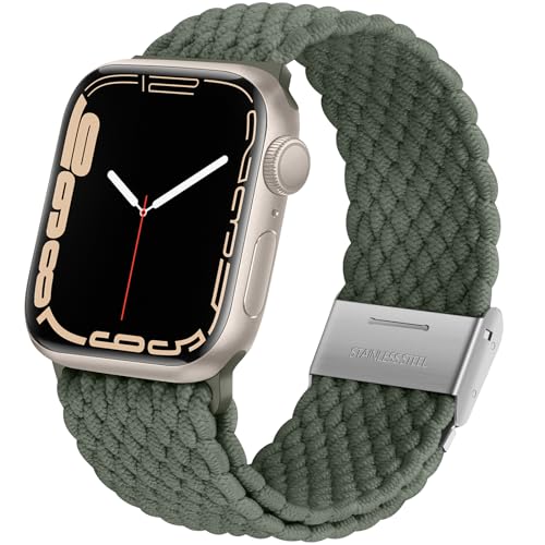 Anlinser Kompatibel mit Apple Watch Armband 41mm 40mm 38mm, Elastische Ersatzarmband mit Einstellbarer Schnalle Kompatibel mit Apple Watch SE Series 9 8 7 6 5 4 3, Grün von Anlinser