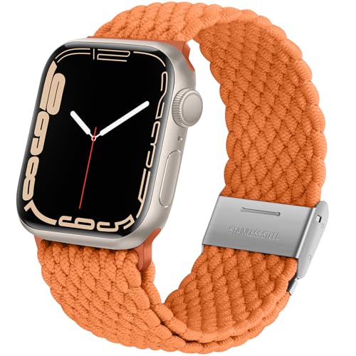 Anlinser Kompatibel mit Apple Watch Armband 41mm 40mm 38mm, Elastische Ersatzarmband mit Einstellbarer Schnalle Kompatibel mit Apple Watch SE Series 9 8 7 6 5 4 3, Orange von Anlinser