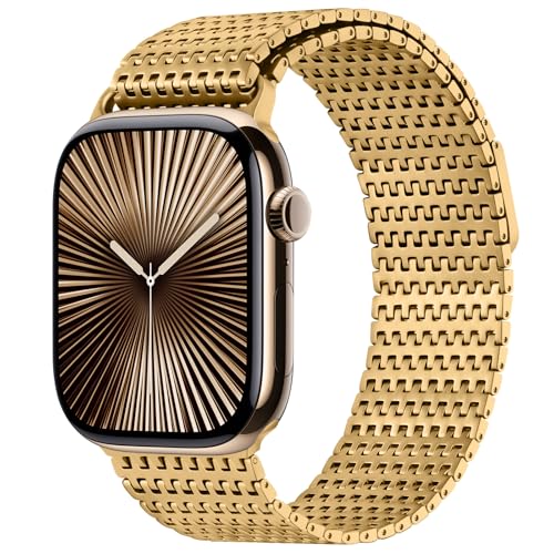 Anlinser Kompatibel mit Apple Watch Armband 42mm 41mm 40mm 38mm, Magnetische Metallersatzbänder Kompatibel mit Apple Watch Series 10 9 8 7 6 5 4 3 SE, Gold von Anlinser