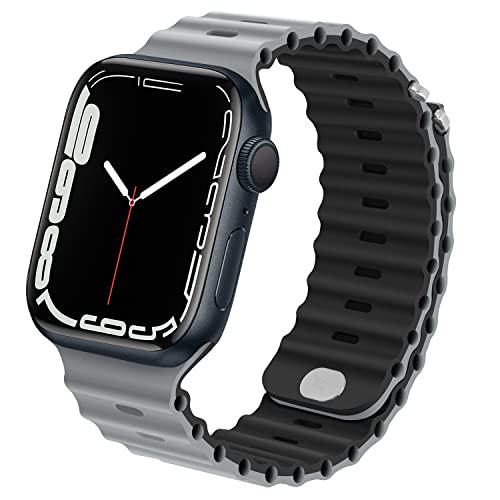 Anlinser Kompatibel mit Apple Watch Armband 41mm 40mm 38mm, Silikon Ersatzarmband Kompatibel mit iWatch SE Series 9 8 7 6 5 4 3 2 1(Grau/Schwarz) von Anlinser